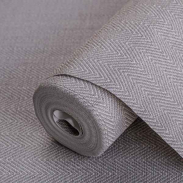 Luxury Gray Chevron Fabric Textured Wallpaper, Modern Non-Woven Wall Covering, 41.7"W x 614"H, Washable Removable for Living 