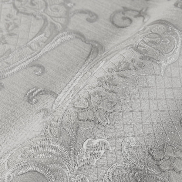 Luxury Gray Damask Embossed 3D Embossed Wallpaper, Traditional Non-Woven Wall Covering, 41.7"W x 398"H, Washable Removable fo