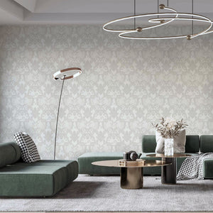 Luxury Gray Damask Embossed 3D Embossed Wallpaper, Traditional Non-Woven Wall Covering, 41.7"W x 398"H, Washable Removable fo