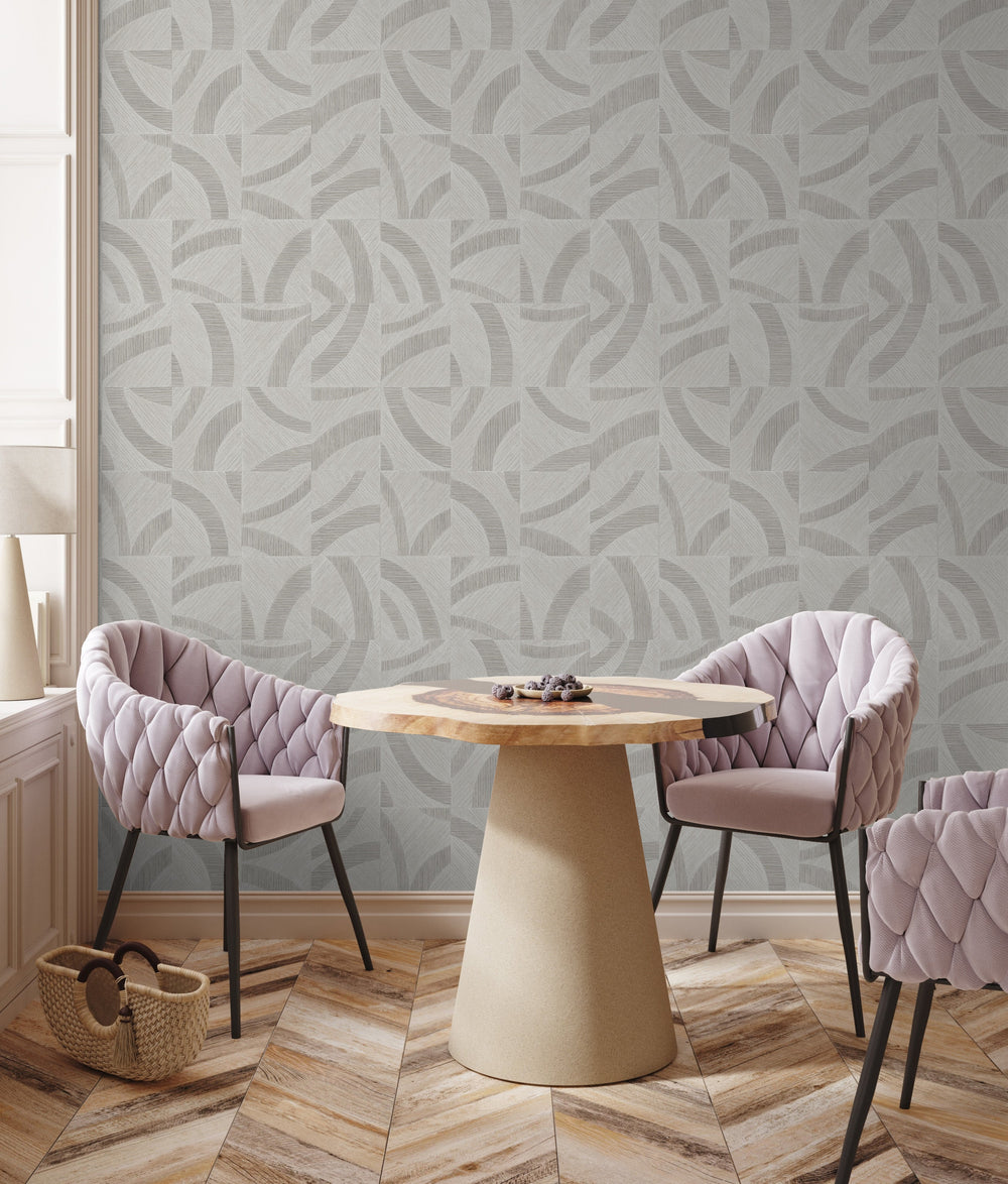 Luxury Blue Fabric Geometric Textured Wallpaper, Boho Non-Woven Wall Covering, 41.7"W x 614"H, Washable Removable for Living 
