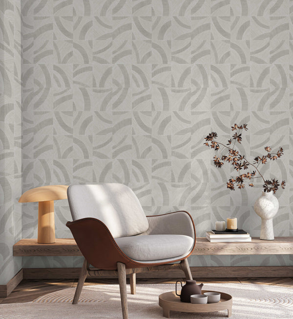 Luxury Blue Fabric Geometric Textured Wallpaper, Boho Non-Woven Wall Covering, 41.7"W x 614"H, Washable Removable for Living 
