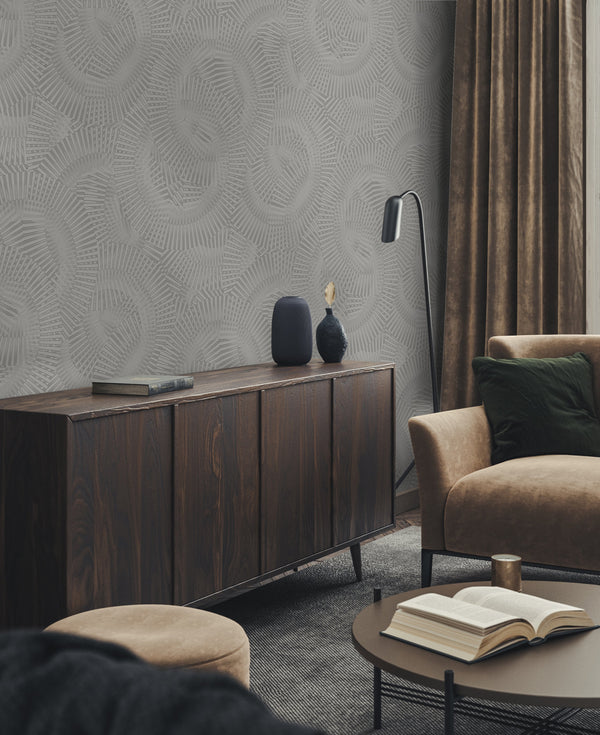 Luxury Blue Fabric Wallpaper, Boho Non-Woven Wall Covering, 41.7"W x 614"H, Washable Removable for Living Room Bedroom Accent