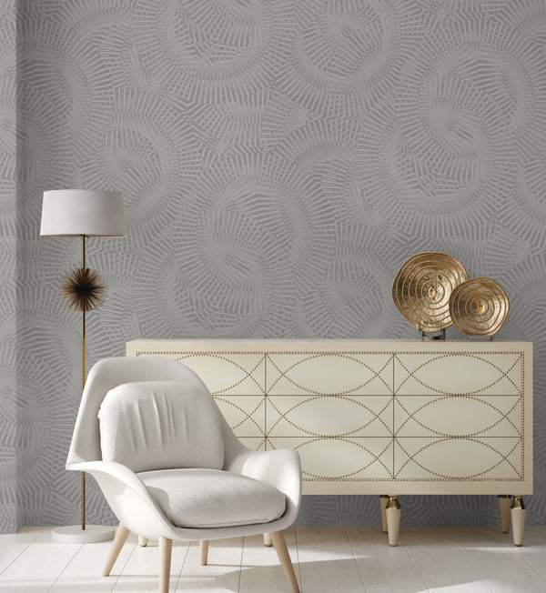 Luxury Blue Fabric Wallpaper, Boho Non-Woven Wall Covering, 41.7"W x 614"H, Washable Removable for Living Room Bedroom Accent