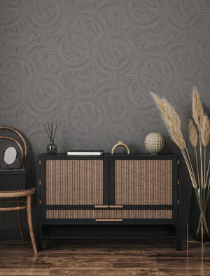Luxury Blue Fabric Wallpaper, Boho Non-Woven Wall Covering, 41.7"W x 614"H, Washable Removable for Living Room Bedroom Accent