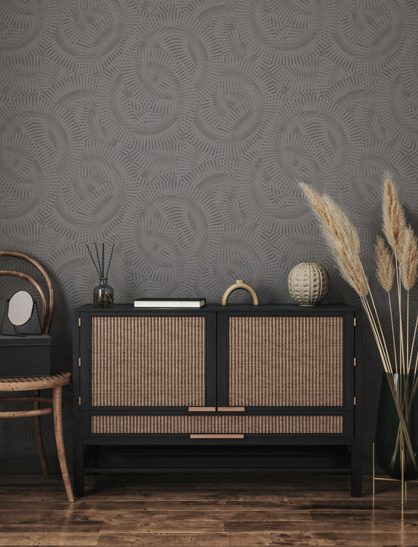 Luxury Blue Fabric Wallpaper, Boho Non-Woven Wall Covering, 41.7"W x 614"H, Washable Removable for Living Room Bedroom Accent
