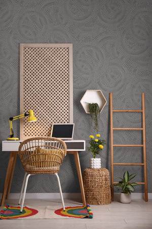 Luxury Blue Fabric Wallpaper, Boho Non-Woven Wall Covering, 41.7"W x 614"H, Washable Removable for Living Room Bedroom Accent