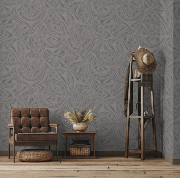 Luxury Blue Fabric Wallpaper, Boho Non-Woven Wall Covering, 41.7"W x 614"H, Washable Removable for Living Room Bedroom Accent