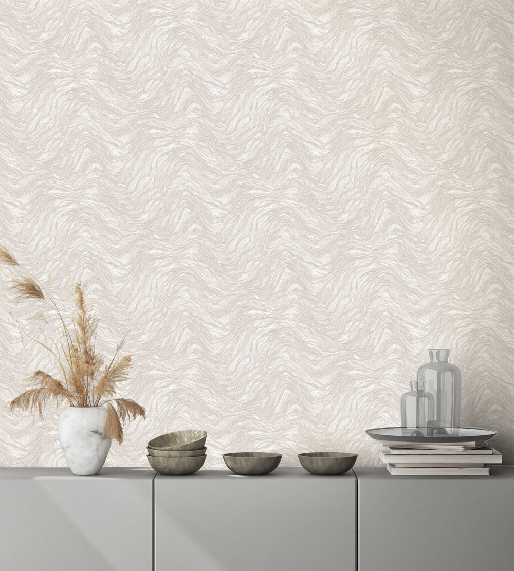 Luxury Blue Fabric Wallpaper, Boho Non-Woven Wall Covering, 41.7"W x 614"H, Washable Removable for Living Room Bedroom Accent