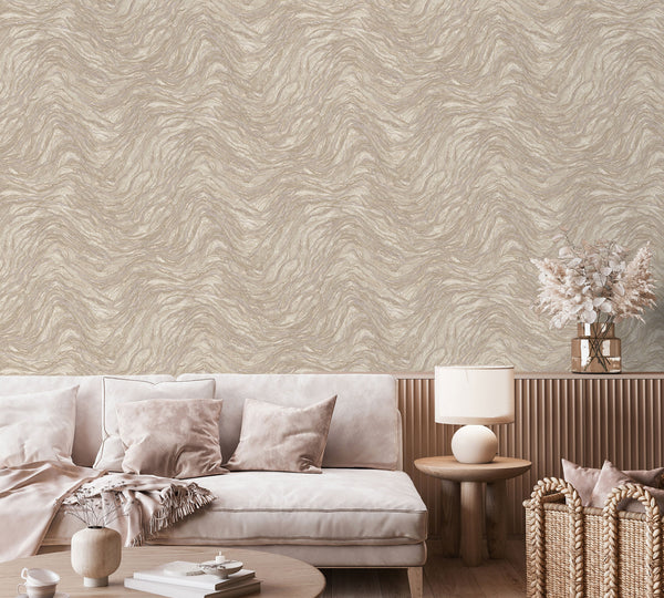 Luxury Blue Fabric Wallpaper, Boho Non-Woven Wall Covering, 41.7"W x 614"H, Washable Removable for Living Room Bedroom Accent