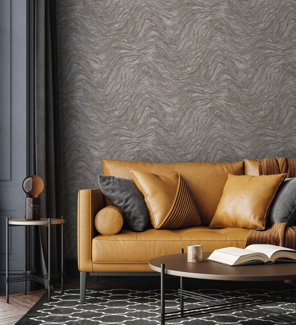 Luxury Blue Fabric Wallpaper, Boho Non-Woven Wall Covering, 41.7"W x 614"H, Washable Removable for Living Room Bedroom Accent