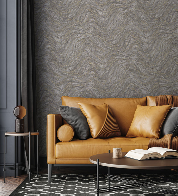 Luxury Blue Fabric Wallpaper, Boho Non-Woven Wall Covering, 41.7"W x 614"H, Washable Removable for Living Room Bedroom Accent