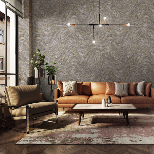 Luxury Blue Fabric Wallpaper, Boho Non-Woven Wall Covering, 41.7"W x 614"H, Washable Removable for Living Room Bedroom Accent