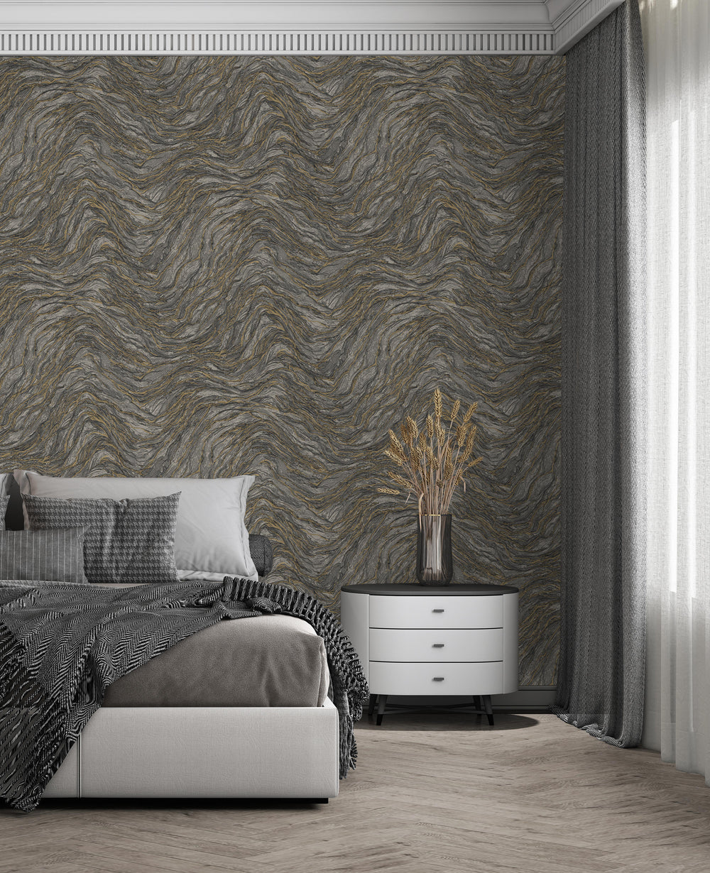 Luxury Blue Fabric Wallpaper, Boho Non-Woven Wall Covering, 41.7"W x 614"H, Washable Removable for Living Room Bedroom Accent