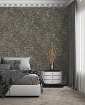 Luxury Blue Fabric Wallpaper, Boho Non-Woven Wall Covering, 41.7"W x 614"H, Washable Removable for Living Room Bedroom Accent
