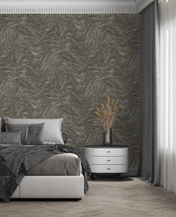 Luxury Blue Fabric Wallpaper, Boho Non-Woven Wall Covering, 41.7"W x 614"H, Washable Removable for Living Room Bedroom Accent