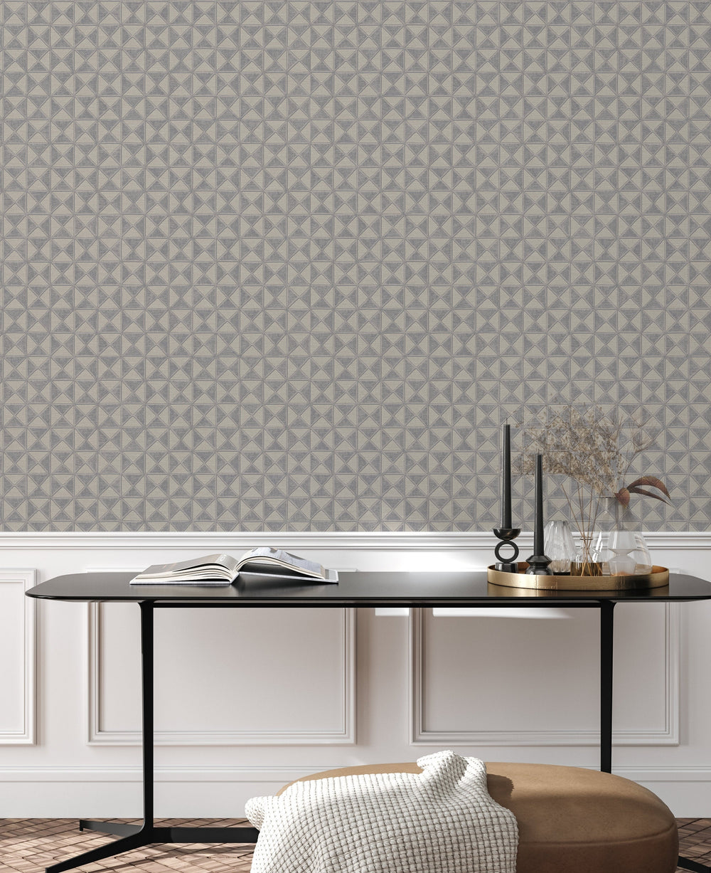 Luxury Blue Fabric Textured Wallpaper, Boho Non-Woven Wall Covering, 41.7"W x 614"H, Washable Removable for Living Room Bedro