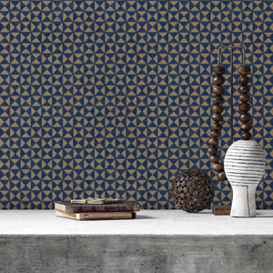 Luxury Blue Fabric Wallpaper, Boho Non-Woven Wall Covering, 41.7"W x 614"H, Washable Removable for Living Room Bedroom Accent