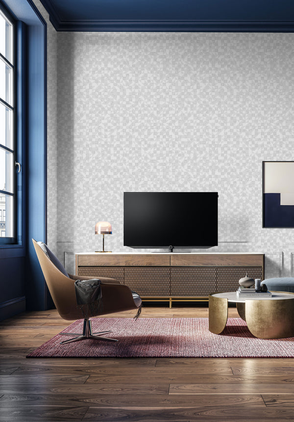 Luxury Blue Fabric Wallpaper, Boho Non-Woven Wall Covering, 41.7"W x 614"H, Washable Removable for Living Room Bedroom Accent