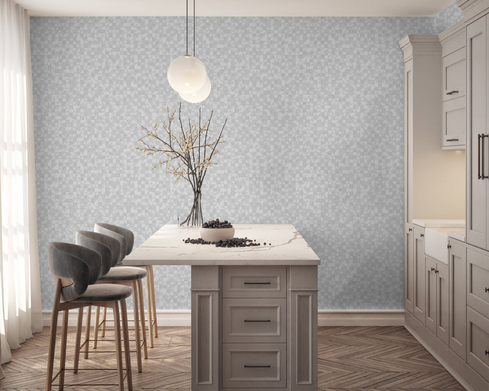 Luxury Blue Fabric Wallpaper, Boho Non-Woven Wall Covering, 41.7"W x 614"H, Washable Removable for Living Room Bedroom Accent
