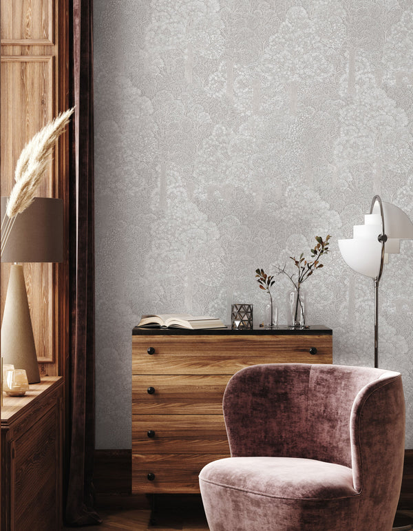 Luxury Blue Fabric Floral Wallpaper, Boho Non-Woven Wall Covering, 41.7"W x 614"H, Washable Removable for Living Room Bedroom