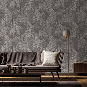 Luxury Blue Fabric Floral Wallpaper, Boho Non-Woven Wall Covering, 41.7"W x 614"H, Washable Removable for Living Room Bedroom