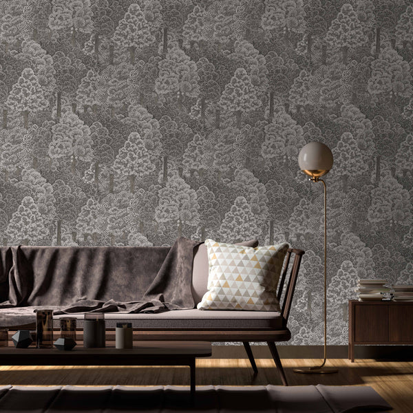 Luxury Blue Fabric Floral Wallpaper, Boho Non-Woven Wall Covering, 41.7"W x 614"H, Washable Removable for Living Room Bedroom