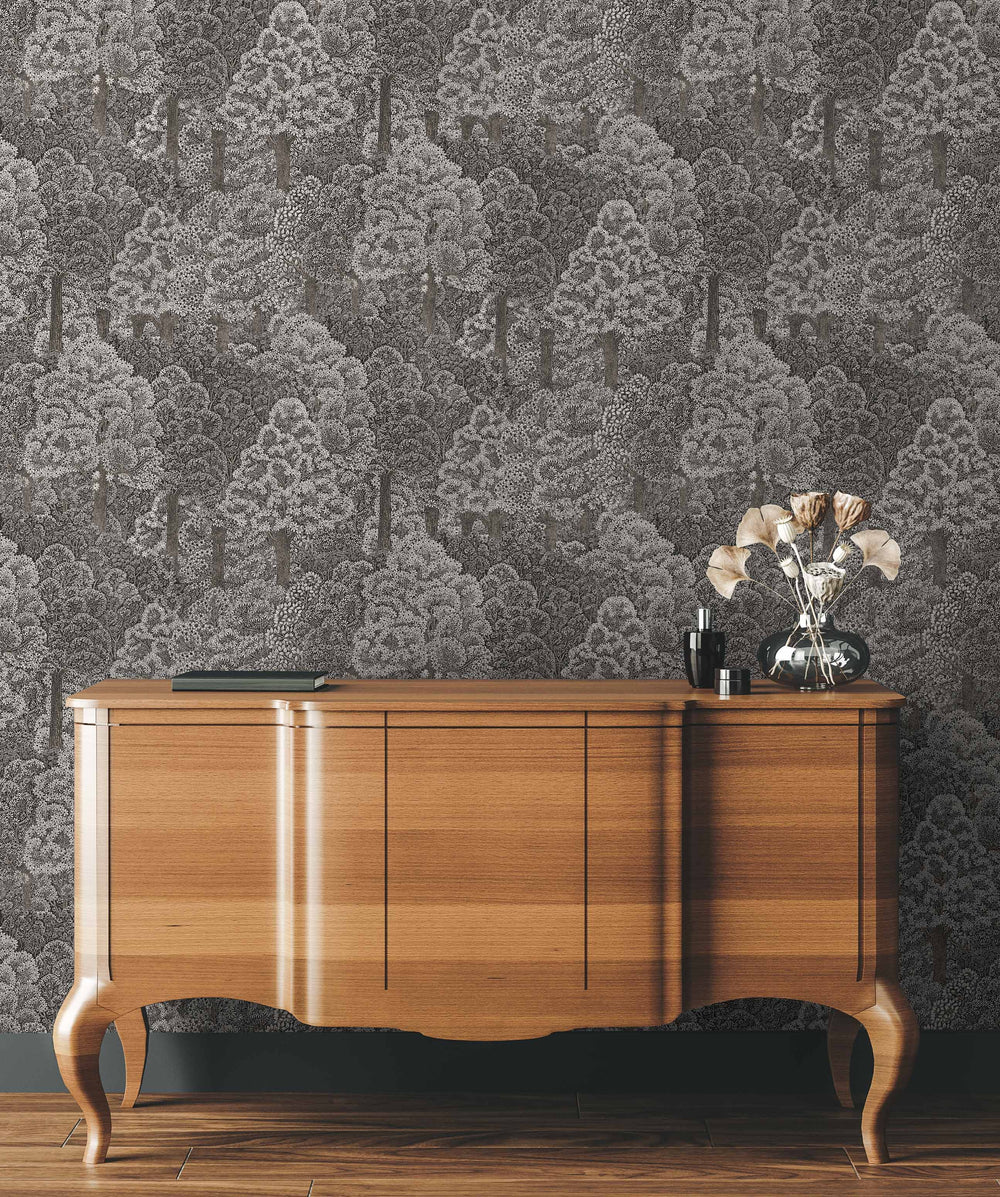 Luxury Blue Fabric Floral Wallpaper, Boho Non-Woven Wall Covering, 41.7"W x 614"H, Washable Removable for Living Room Bedroom