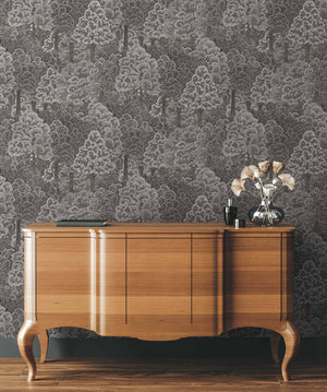 Luxury Blue Fabric Floral Wallpaper, Boho Non-Woven Wall Covering, 41.7"W x 614"H, Washable Removable for Living Room Bedroom