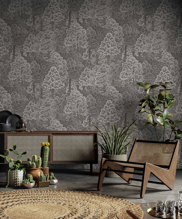 Luxury Blue Fabric Floral Wallpaper, Boho Non-Woven Wall Covering, 41.7"W x 614"H, Washable Removable for Living Room Bedroom
