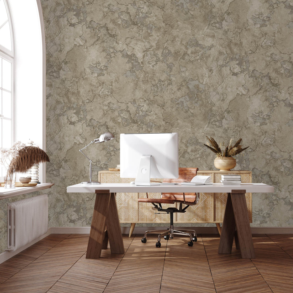 Luxury Blue Fabric Stone Textured Wallpaper, Boho Non-Woven Wall Covering, 41.7"W x 614"H, Washable Removable for Living Room