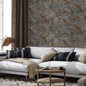 Luxury Blue Fabric Stone Wallpaper, Boho Non-Woven Wall Covering, 41.7"W x 614"H, Washable Removable for Living Room Bedroom 