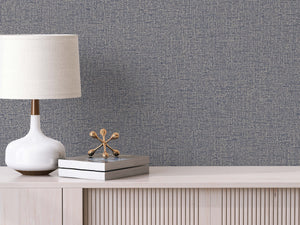 Luxury Blue Fabric Textured Wallpaper, Boho Non-Woven Wall Covering, 41.7"W x 614"H, Washable Removable for Living Room Bedro