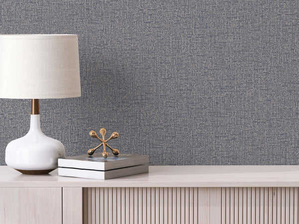 Luxury Blue Fabric Textured Wallpaper, Boho Non-Woven Wall Covering, 41.7"W x 614"H, Washable Removable for Living Room Bedro