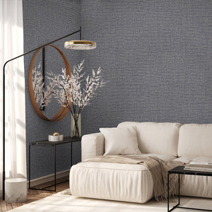 Luxury Blue Fabric Textured Wallpaper, Boho Non-Woven Wall Covering, 41.7"W x 614"H, Washable Removable for Living Room Bedro