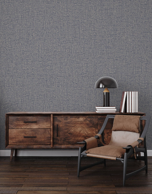 Luxury Blue Fabric Textured Wallpaper, Boho Non-Woven Wall Covering, 41.7"W x 614"H, Washable Removable for Living Room Bedro