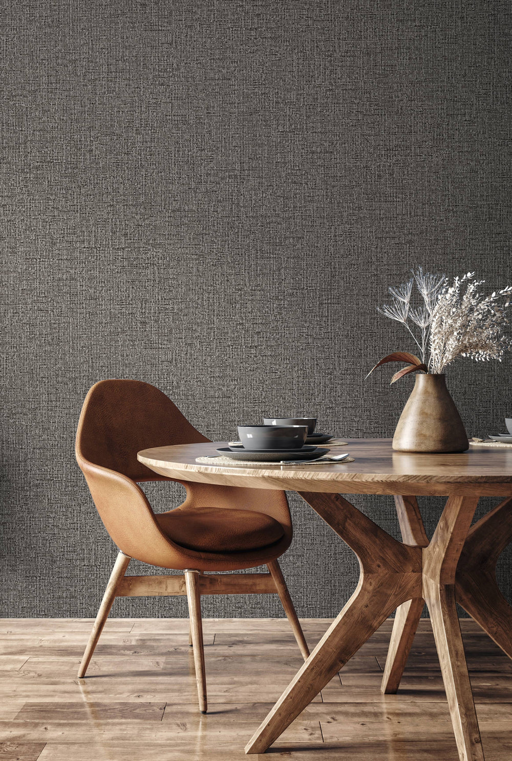Luxury Blue Fabric Textured Wallpaper, Boho Non-Woven Wall Covering, 41.7"W x 614"H, Washable Removable for Living Room Bedro