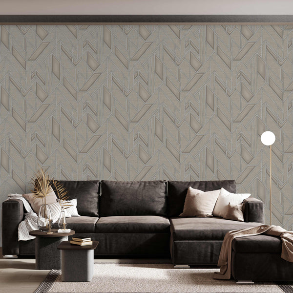 Luxury Blue Fabric Geometric Textured Wallpaper, Boho Non-Woven Wall Covering, 41.7"W x 614"H, Washable Removable for Living 