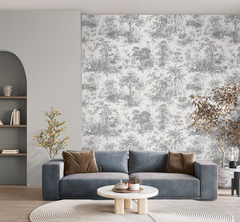 Luxury Blue Fabric Textured Wallpaper, Boho Non-Woven Wall Covering, 41.7"W x 614"H, Washable Removable for Living Room Bedro