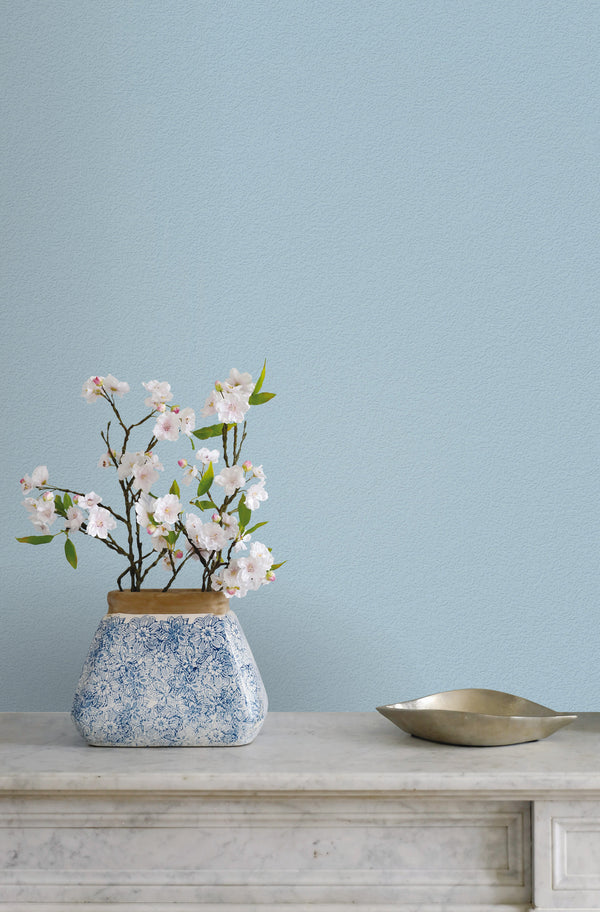 Luxury Blue Fabric Textured Wallpaper, Boho Non-Woven Wall Covering, 41.7"W x 614"H, Washable Removable for Living Room Bedro