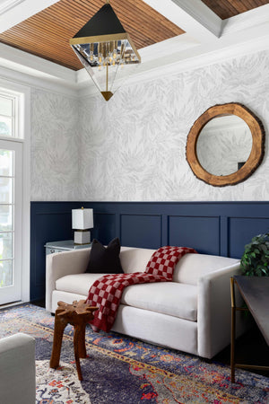 Luxury Blue Fabric Floral Textured Wallpaper, Boho Non-Woven Wall Covering, 41.7"W x 614"H, Washable Removable for Living Roo
