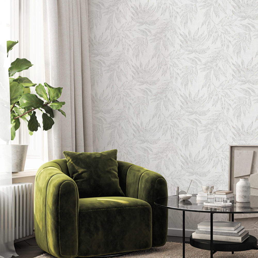 Luxury Blue Fabric Floral Textured Wallpaper, Boho Non-Woven Wall Covering, 41.7"W x 614"H, Washable Removable for Living Roo