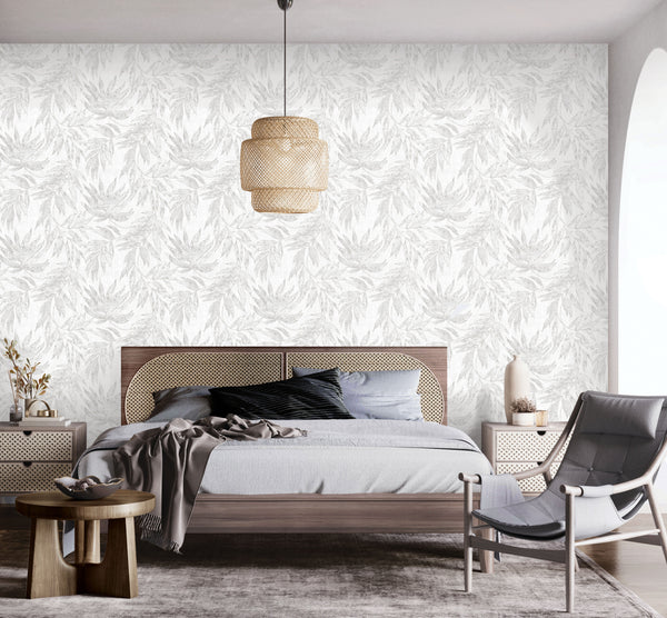 Luxury Blue Fabric Floral Textured Wallpaper, Boho Non-Woven Wall Covering, 41.7"W x 614"H, Washable Removable for Living Roo