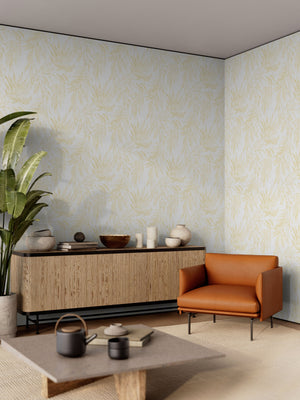 Luxury Blue Fabric Floral Textured Wallpaper, Boho Non-Woven Wall Covering, 41.7"W x 614"H, Washable Removable for Living Roo