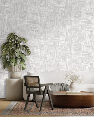Luxury Gray Fabric Wallpaper, Boho Non-Woven Wall Covering, 41.7"W x 614"H, Washable Removable for Living Room Bedroom Accent