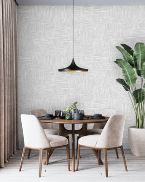 Luxury Gray Fabric Wallpaper, Boho Non-Woven Wall Covering, 41.7"W x 614"H, Washable Removable for Living Room Bedroom Accent