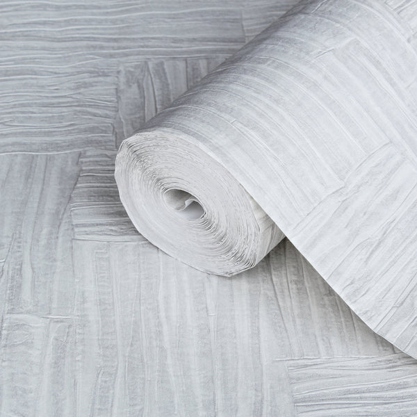 Luxury Gray Fabric Wallpaper, Boho Non-Woven Wall Covering, 41.7"W x 614"H, Washable Removable for Living Room Bedroom Accent