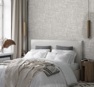Luxury Gray Fabric Wallpaper, Farmhouse Non-Woven Wall Covering, 41.7"W x 614"H, Washable Removable for Living Room Bedroom A