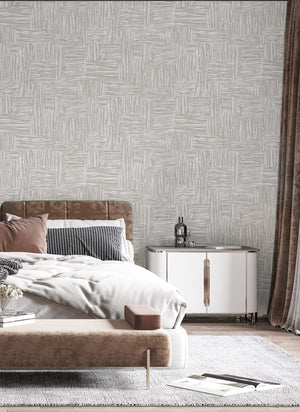 Luxury Gray Fabric Wallpaper, Farmhouse Non-Woven Wall Covering, 41.7"W x 614"H, Washable Removable for Living Room Bedroom A