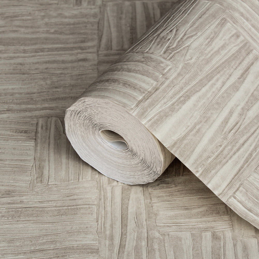 Luxury Beige Fabric Wallpaper, Farmhouse Non-Woven Wall Covering, 41.7"W x 614"H, Washable Removable for Living Room Bedroom 
