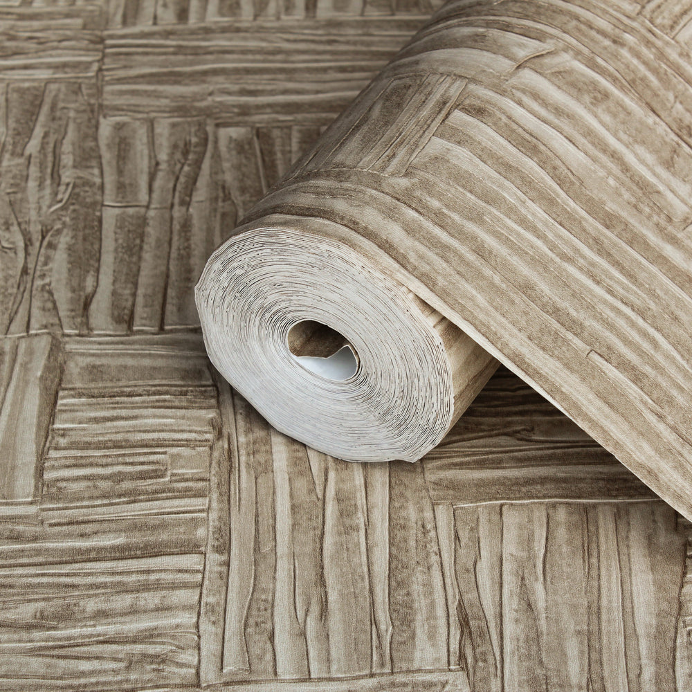 Luxury Beige Fabric Wallpaper, Farmhouse Non-Woven Wall Covering, 41.7"W x 614"H, Washable Removable for Living Room Bedroom 